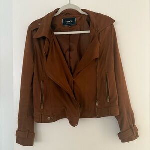 Brown suede moto jacket